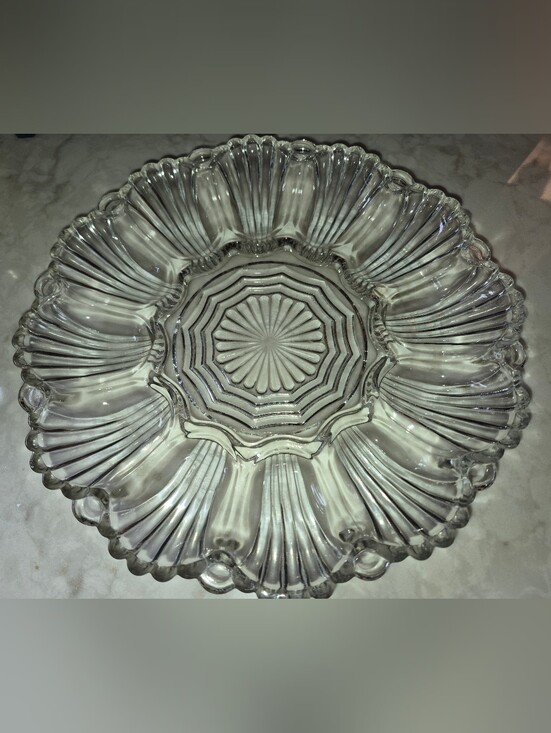 Anchor Hocking Other - Vintage Anchor Hocking Pattern 896 Clear Glass Deviled Egg Plate (circa 1950s),